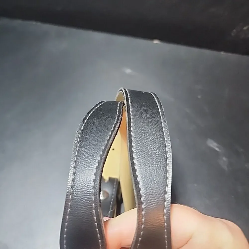 Fort Worth Leather Black Belt Women's Sz 30 Scalloped NO BUCKLE
